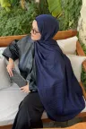 Sally Desen Ayrobin Jakar Şal - Lacivert küçük görsel 1