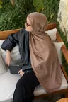 Sally Desen Ayrobin Jakar Şal - Sütlü Kahve küçük görsel 2