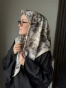 Floré Desen Soft Eşarp - Bej küçük görsel 3