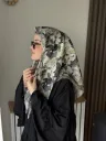 Floré Desen Soft Eşarp - Yeşil küçük görsel 1