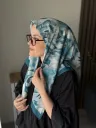 Lilya Desen Soft Eşarp - Mavi küçük görsel 1