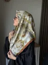 Lilya Desen Soft Eşarp - Yanık Turuncu küçük görsel 1