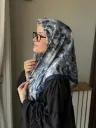 Lilya Desen Soft Eşarp - Lacivert küçük görsel 3