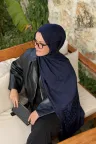 Wave Desen Ayrobin Jakar Şal - Lacivert küçük görsel 1