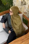 Wave Desen Ayrobin Jakar Şal - Olive Yeşil küçük görsel 1