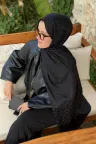 Wave Desen Ayrobin Jakar Şal - Siyah küçük görsel 1