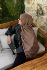 Wave Desen Ayrobin Jakar Şal - Sütlü Kahve küçük görsel 3