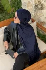 Wave Desen Ayrobin Jakar Şal - Lacivert küçük görsel 2